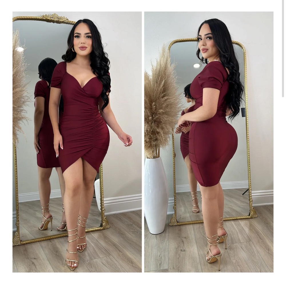 Elegant bodycon Burgundy Dress size L